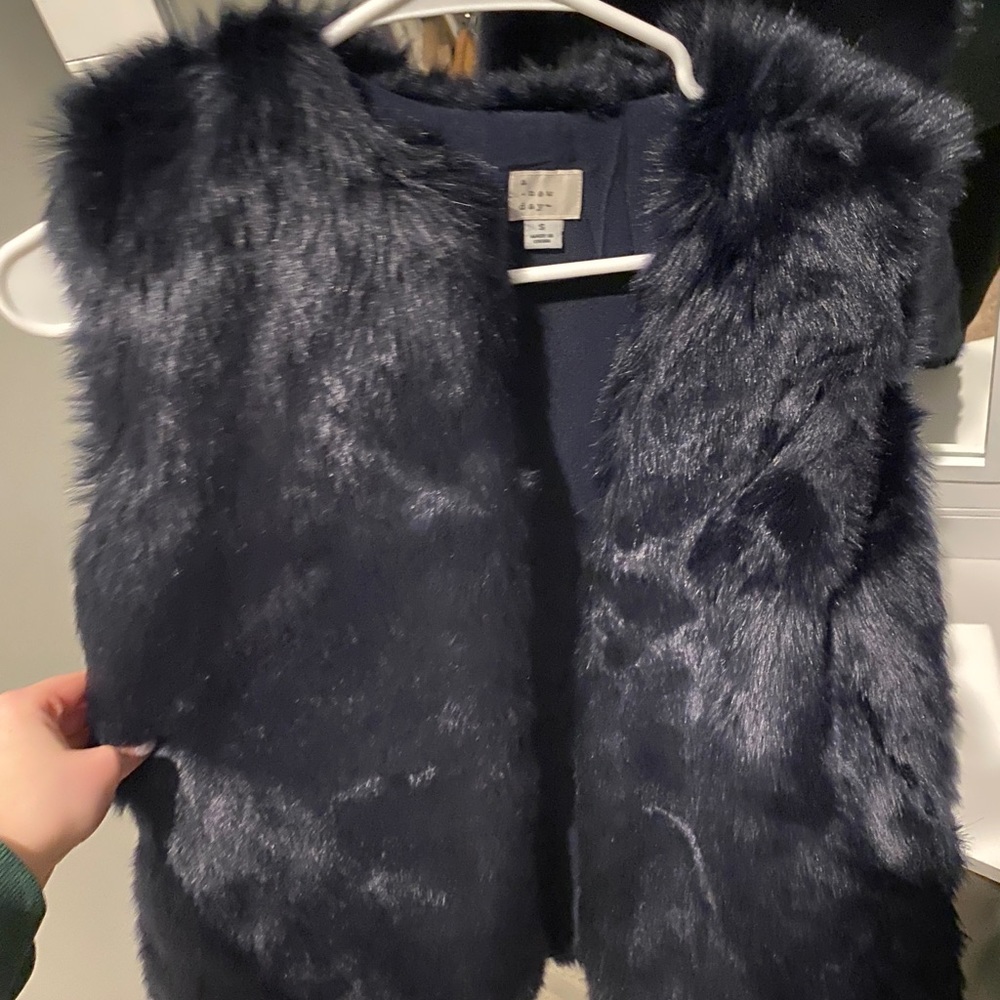 Navy Fur Vest
